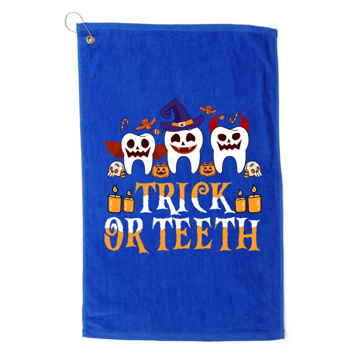 Trick Or Teeth Funny Dentist Halloween Dental Squad Funny Gift Platinum Collection Golf Towel