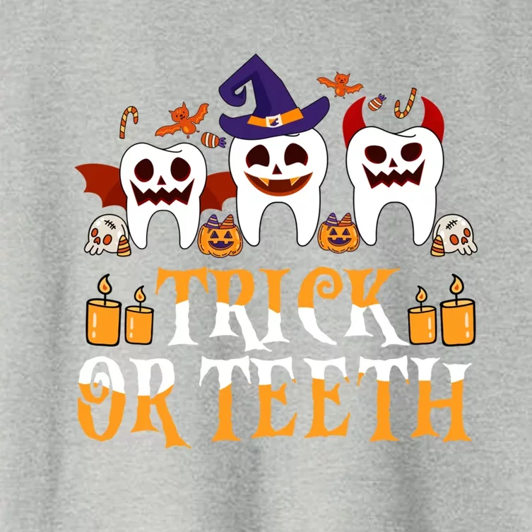 Trick Or Teeth Funny Dentist Halloween Dental Squad Funny Gift Women's Crop Top Tee