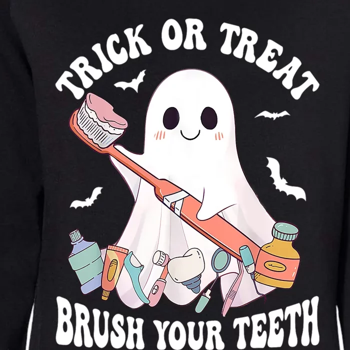 Trick Or Treat Brush Your Teeth Dentist Pun Halloween Dental Gift Womens California Wash Sweatshirt