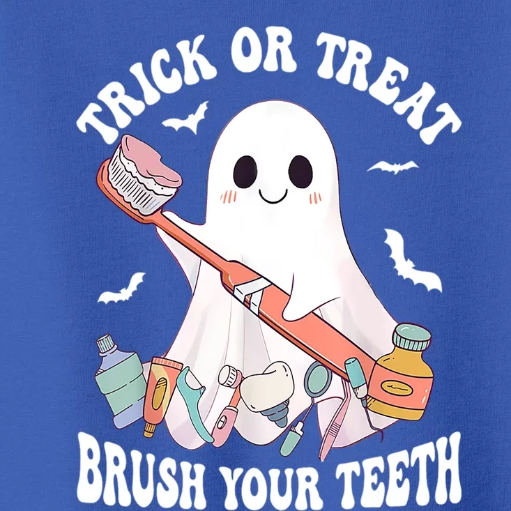 Trick Or Treat Brush Your Teeth Dentist Pun Halloween Dental Gift Toddler T-Shirt