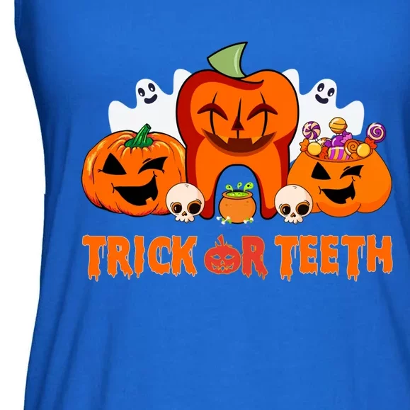 Trick Or Teeth Funny Dentist Halloween Dental Squad Great Gift Ladies Essential Flowy Tank