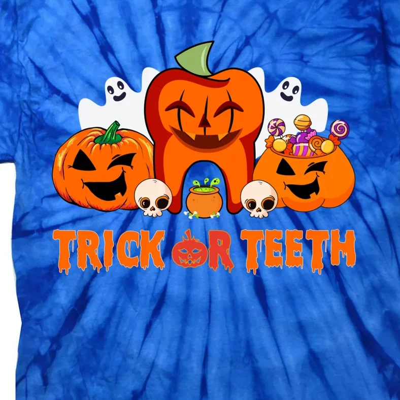 Trick Or Teeth Funny Dentist Halloween Dental Squad Great Gift Tie-Dye T-Shirt