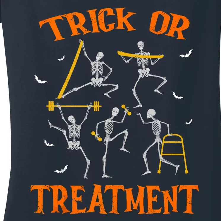 Trick Or Treatment Pt Physical Therapy Therapist Halloween Women's V-Neck T-Shirt