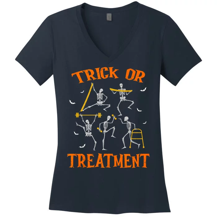 Trick Or Treatment Pt Physical Therapy Therapist Halloween Women's V-Neck T-Shirt