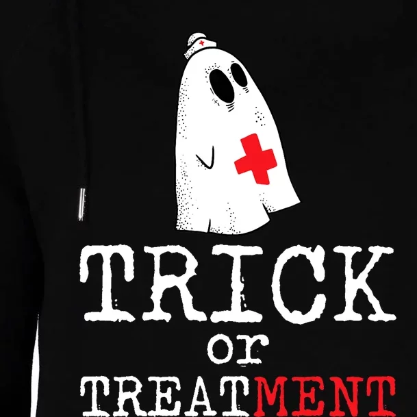 Trick Or Treatment Lazy DIY Halloween Costume RN Nurse Ghost Womens Funnel Neck Pullover Hood