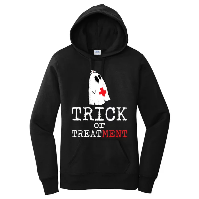 Trick Or Treatment Lazy DIY Halloween Costume RN Nurse Ghost Women's Pullover Hoodie