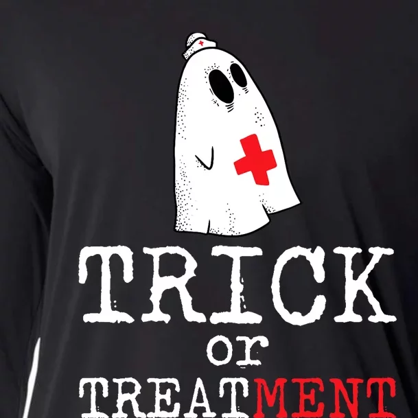 Trick Or Treatment Lazy DIY Halloween Costume RN Nurse Ghost Cooling Performance Long Sleeve Crew