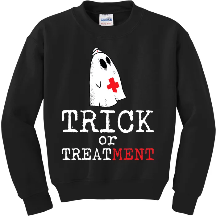 Trick Or Treatment Lazy DIY Halloween Costume RN Nurse Ghost Kids Sweatshirt