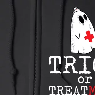 Trick Or Treatment Lazy DIY Halloween Costume RN Nurse Ghost Full Zip Hoodie