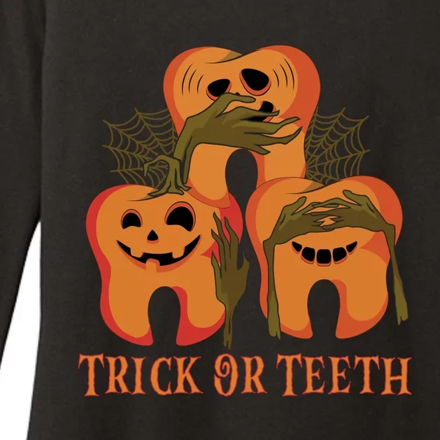 Trick Or Teeth Funny Dentist Halloween Dental Squad Funny Gift Womens CVC Long Sleeve Shirt