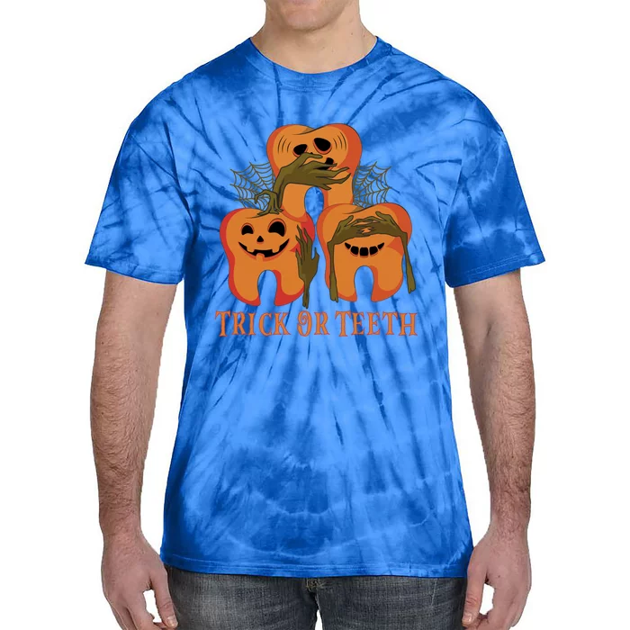 Trick Or Teeth Funny Dentist Halloween Dental Squad Funny Gift Tie-Dye T-Shirt