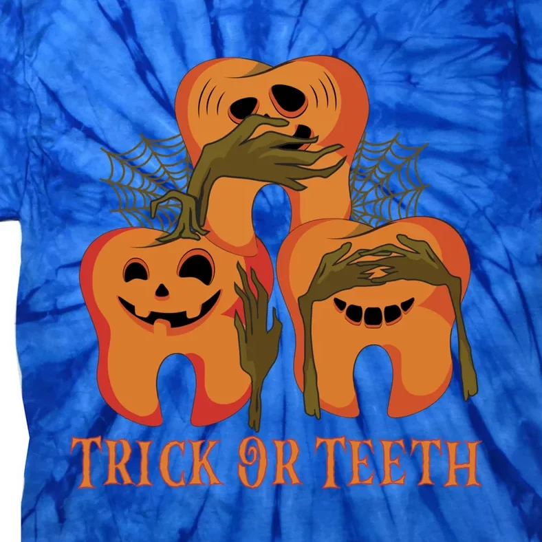 Trick Or Teeth Funny Dentist Halloween Dental Squad Funny Gift Tie-Dye T-Shirt