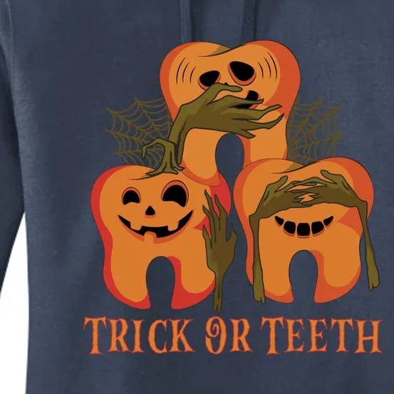 Trick Or Teeth Funny Dentist Halloween Dental Squad Funny Gift Women's Pullover Hoodie