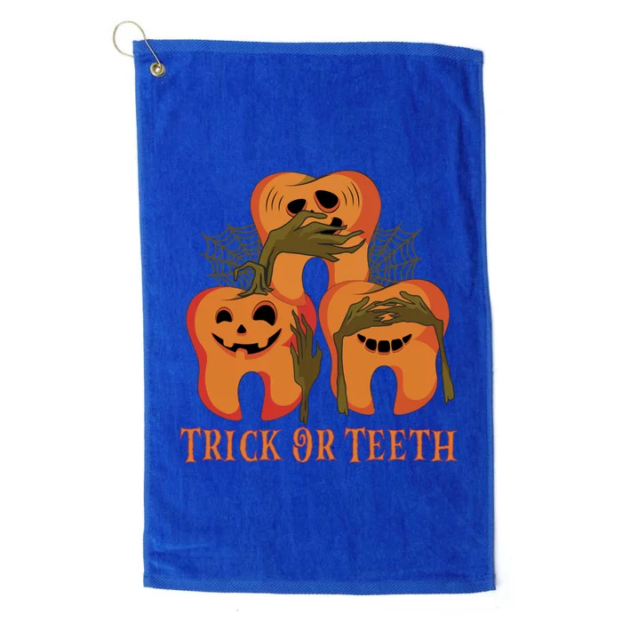 Trick Or Teeth Funny Dentist Halloween Dental Squad Funny Gift Platinum Collection Golf Towel