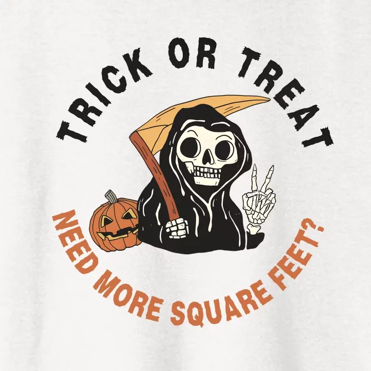 Trick Or Treat Need More Square Feet Skeleton Halloween Women's Crop Top Tee