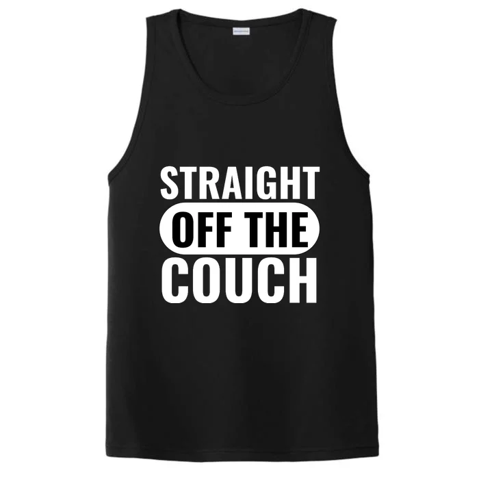 Traight Off The Couch Funny Football Offensive Lineman Performance Tank