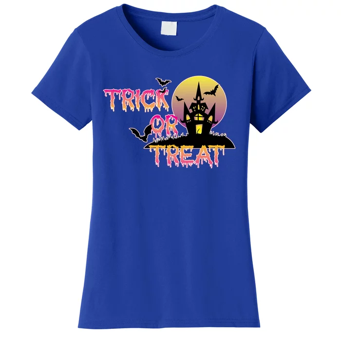 Trick Or Treat Funny Horror House Halloween Party Costume Gift Women's T-Shirt