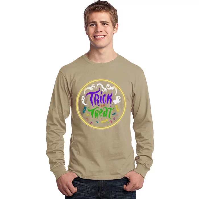 Trick Or Treat Neon Halloween Ghost Spooky Season Tall Long Sleeve T-Shirt