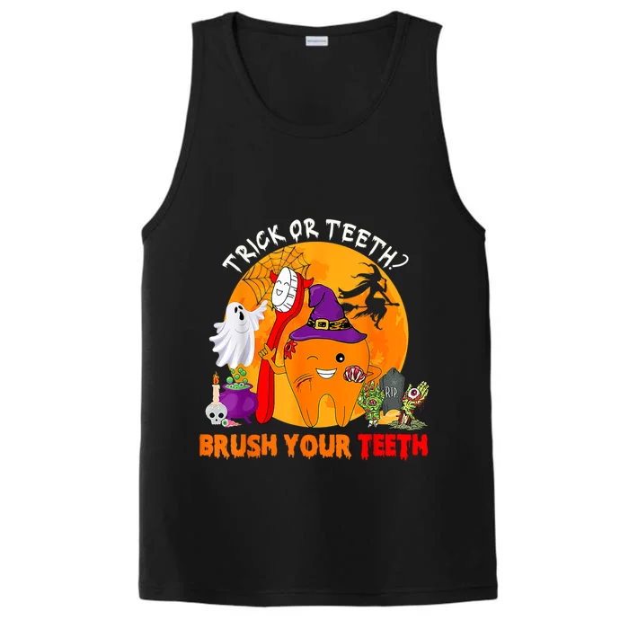 Trick Or Teeth Brush Your Teeth Halloween Tooth As Zombie Gift Performance Tank