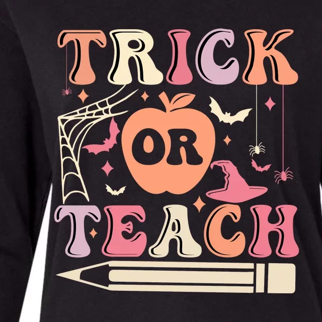 Trick Or Teach Funny Teacher Halloween Womens Cotton Relaxed Long Sleeve T-Shirt