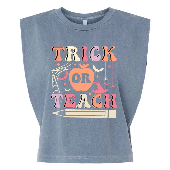 Trick Or Teach Funny Teacher Halloween Garment-Dyed Women's Muscle Tee