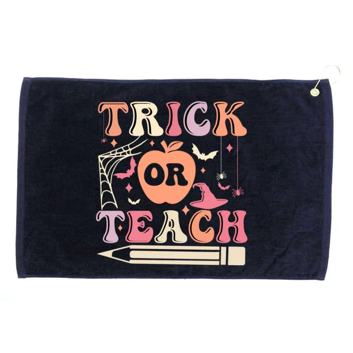 Trick Or Teach Funny Teacher Halloween Grommeted Golf Towel