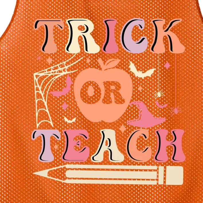 Trick Or Teach Funny Teacher Halloween Mesh Reversible Basketball Jersey Tank