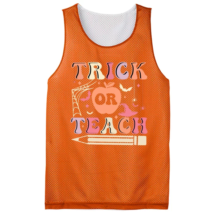 Trick Or Teach Funny Teacher Halloween Mesh Reversible Basketball Jersey Tank