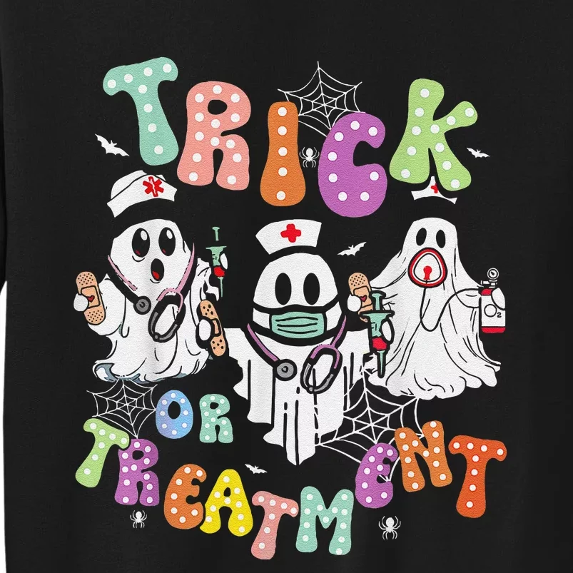 Trick Or Treatment Cute Ghost Paramedic Halloween Nurse Tall Sweatshirt