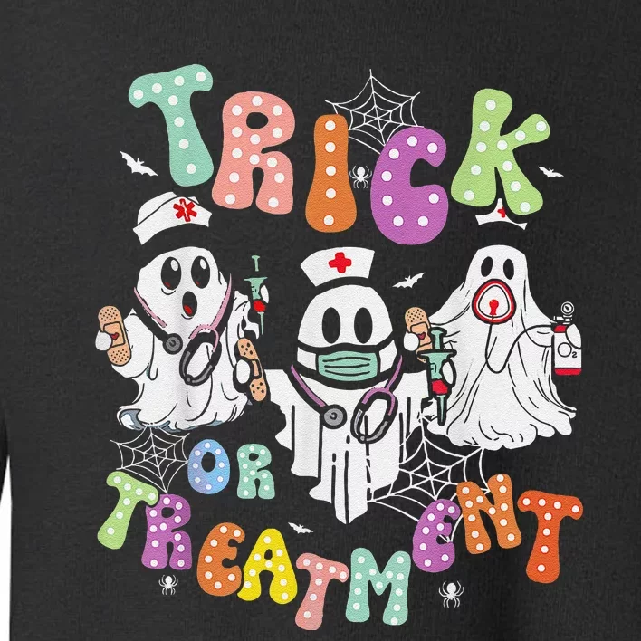 Trick Or Treatment Cute Ghost Paramedic Halloween Nurse Toddler Sweatshirt