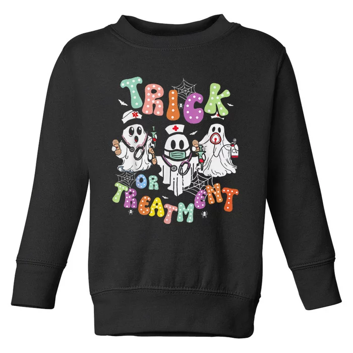 Trick Or Treatment Cute Ghost Paramedic Halloween Nurse Toddler Sweatshirt