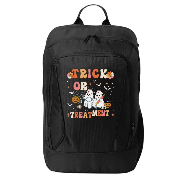 Trick Or Treatment Cute Ghost Paramedic Halloween Nurse City Backpack