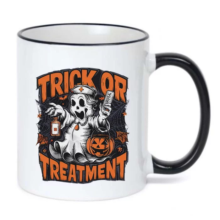 Trick Or Treatment Halloween Nurse Squad Autumn October Black Color Changing Mug