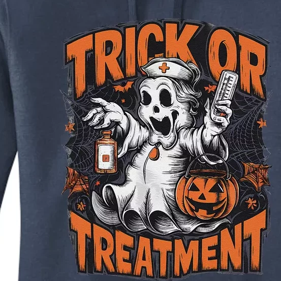 Trick Or Treatment Halloween Nurse Squad Autumn October Women's Pullover Hoodie