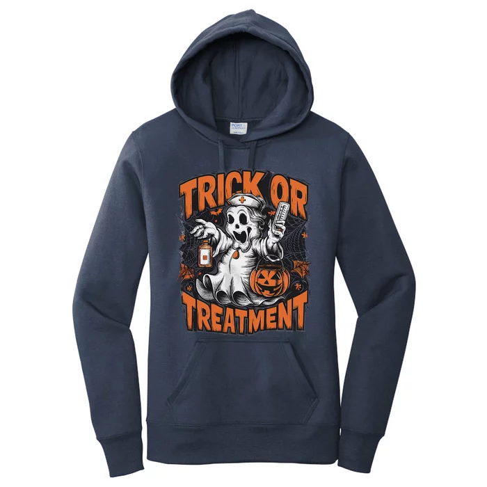 Trick Or Treatment Halloween Nurse Squad Autumn October Women's Pullover Hoodie