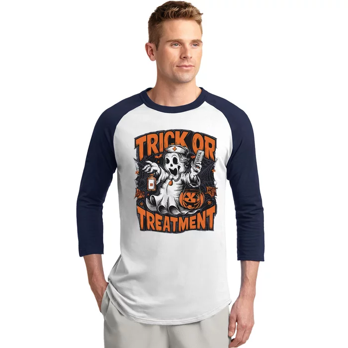 Trick Or Treatment Halloween Nurse Squad Autumn October Baseball Sleeve Shirt