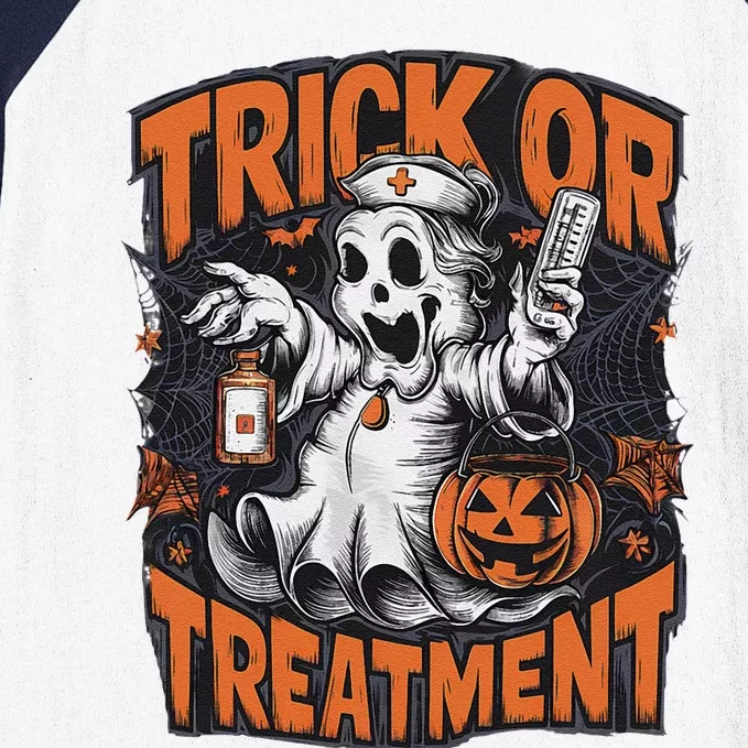 Trick Or Treatment Halloween Nurse Squad Autumn October Baseball Sleeve Shirt