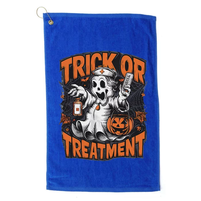 Trick Or Treatment Halloween Nurse Squad Autumn October Platinum Collection Golf Towel