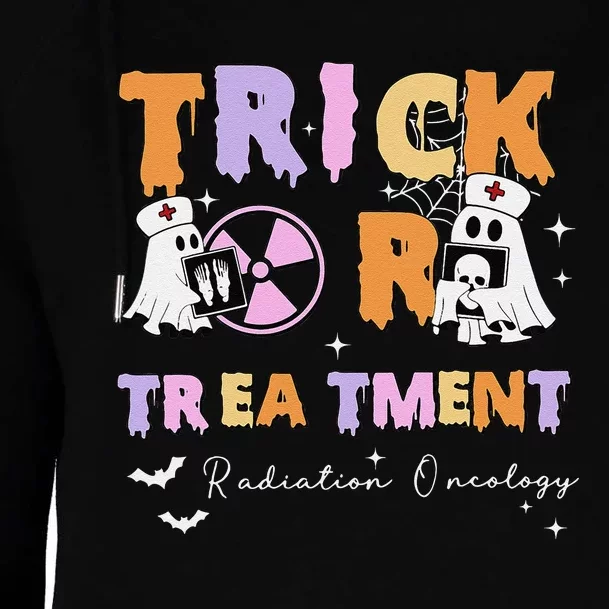 Trick Or Treatment Radiation Oncology Rad Therapy Halloween Womens Funnel Neck Pullover Hood