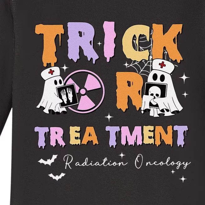 Trick Or Treatment Radiation Oncology Rad Therapy Halloween Baby Long Sleeve Bodysuit