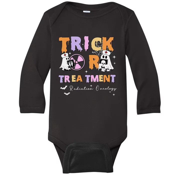 Trick Or Treatment Radiation Oncology Rad Therapy Halloween Baby Long Sleeve Bodysuit