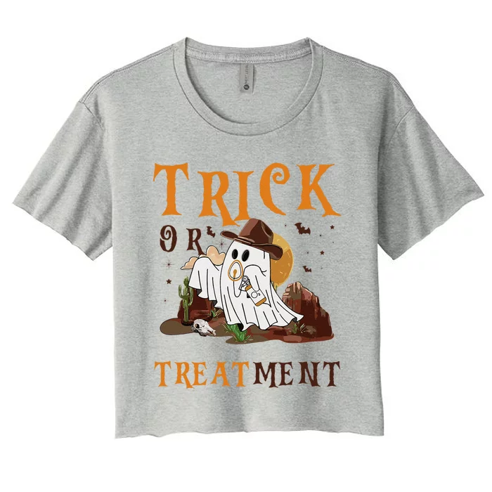 Trick Or Treatment Western Respiratory Therapist Halloween Women's Crop Top Tee