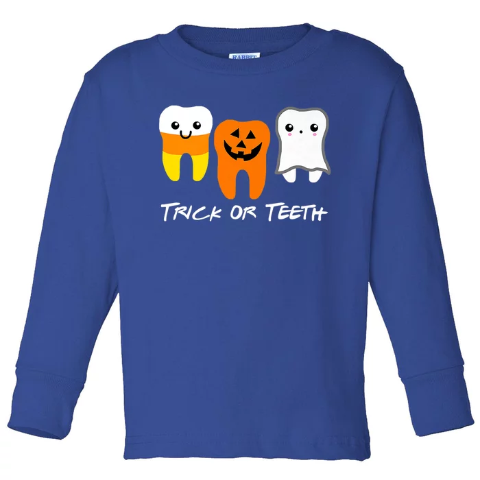 Trick Or Teeth Cute Dental Halloween Hygienist Dentist Rdh Gift Toddler Long Sleeve Shirt