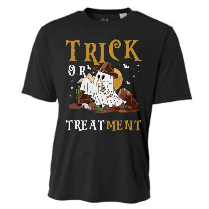 Trick Or Treatment Western Respiratory Therapist Halloween Cooling Performance Crew T-Shirt