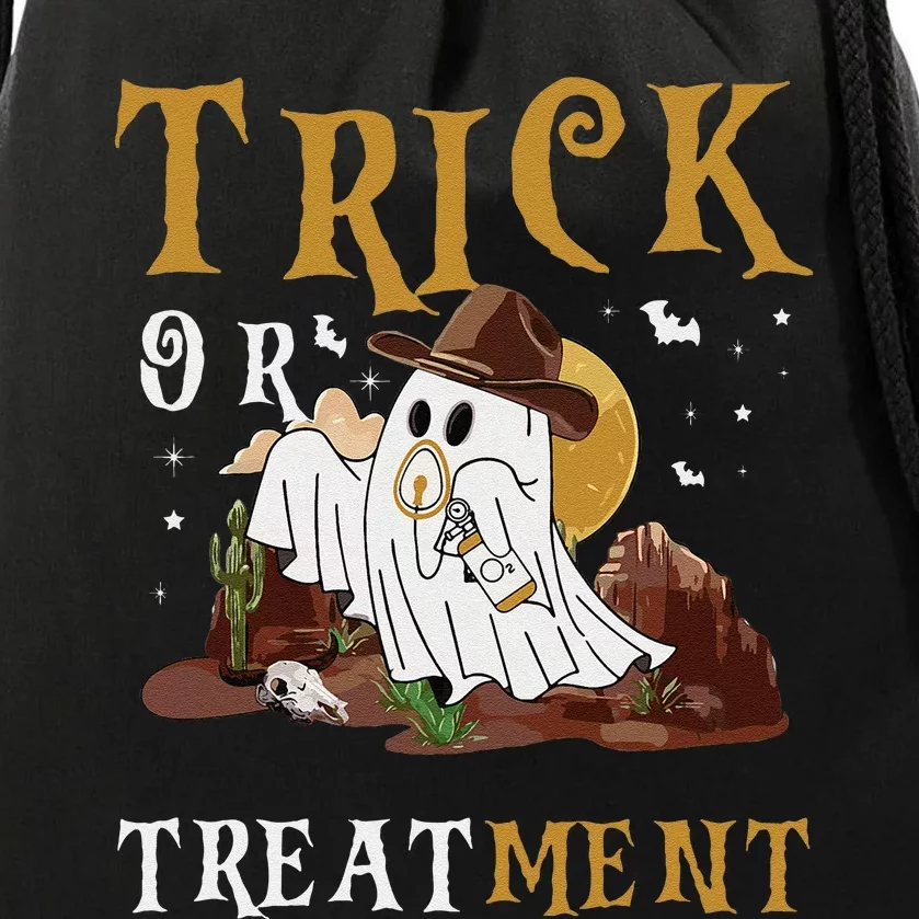 Trick Or Treatment Western Respiratory Therapist Halloween Drawstring Bag