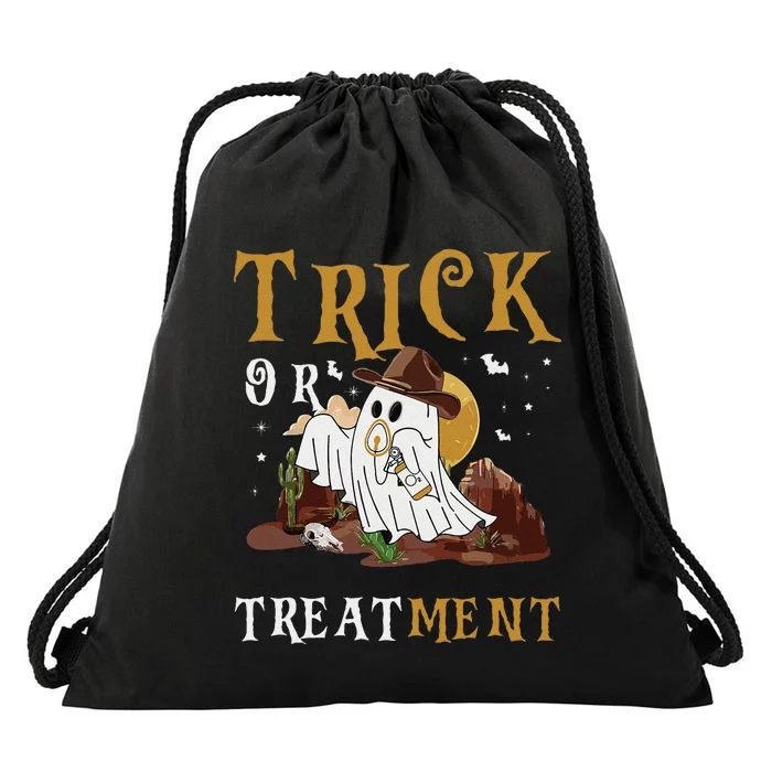 Trick Or Treatment Western Respiratory Therapist Halloween Drawstring Bag