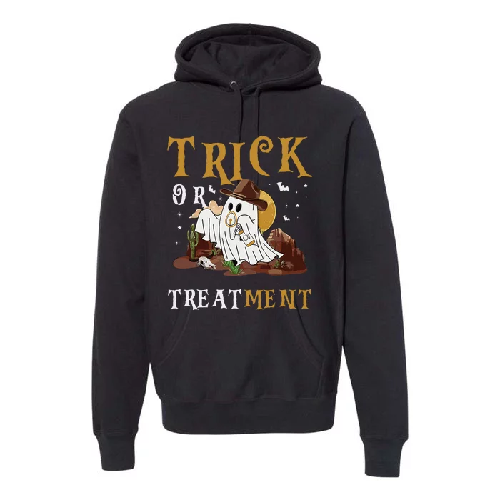 Trick Or Treatment Western Respiratory Therapist Halloween Premium Hoodie