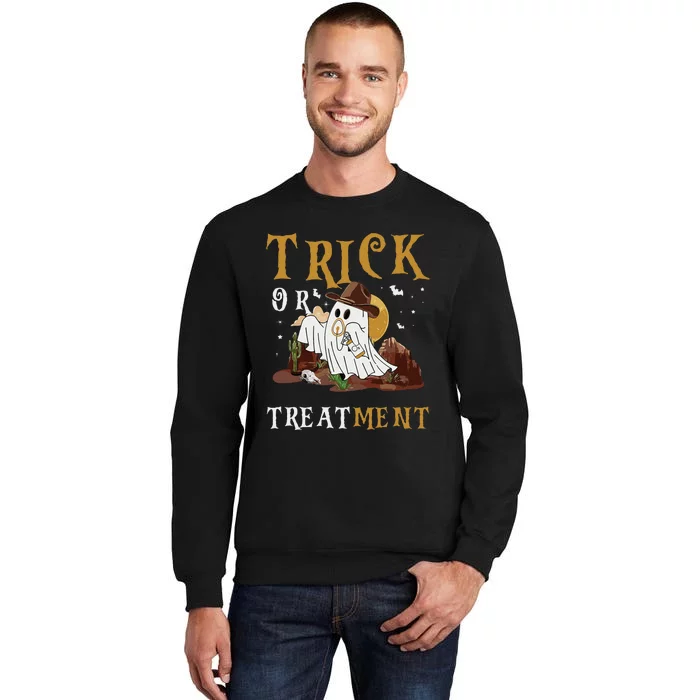 Trick Or Treatment Western Respiratory Therapist Halloween Tall Sweatshirt