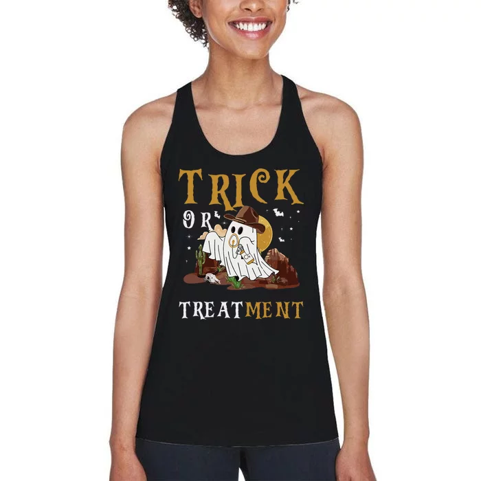 Trick Or Treatment Western Respiratory Therapist Halloween Women's Racerback Tank