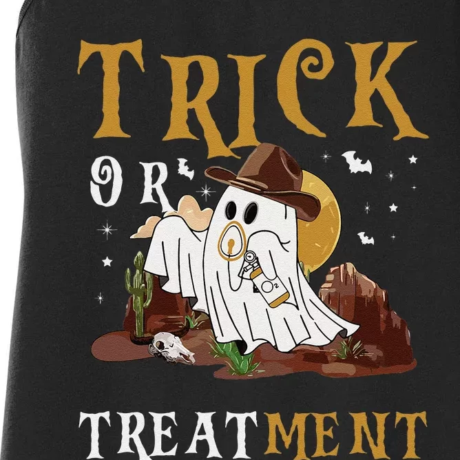 Trick Or Treatment Western Respiratory Therapist Halloween Women's Racerback Tank